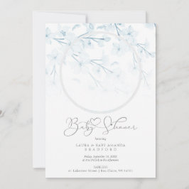 Baby Shower Blue Floral Botanical Photo Invitation