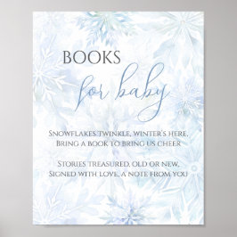 Baby Shower Blue Snowflake Books for Baby ポスター