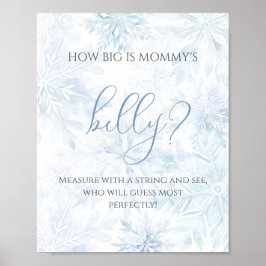 Baby Shower Blue Snowflake How big is Mom’s Belly ポスター