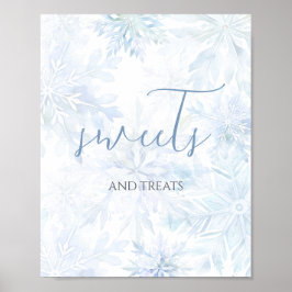 Baby Shower Blue Snowflake Sweets and Treats  ポスター