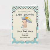 Baby Shower Blue Yellow Invitation カード (正面)
