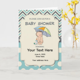 Baby Shower Blue Yellow Invitation カード