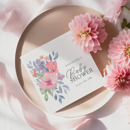 Baby Shower Boho Watercolor Floral  スタンダードカクテルナプキン