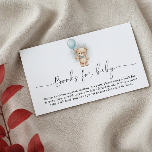 Baby Shower Book Request  for Boy Blue Balloon エンクロージャーカード