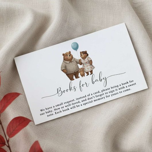 Baby Shower Book Request for Boy Blue Balloon エンクロージャーカード