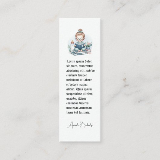 Baby Shower Bookmark Favy – 次の章 スキニー名刺 (正面)