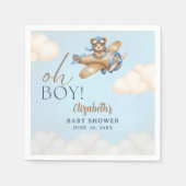 Baby Shower Boy  Adorable Bear Pilot スタンダードカクテルナプキン (正面)