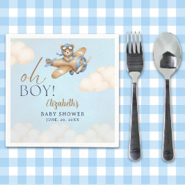 Baby Shower Boy  Adorable Bear Pilot スタンダードカクテルナプキン