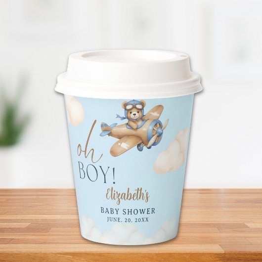 Baby Shower Boy  Adorable Bear Pilot 紙コップ