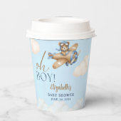 Baby Shower Boy  Adorable Bear Pilot 紙コップ (裏面)