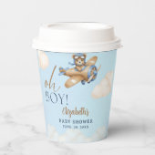 Baby Shower Boy  Adorable Bear Pilot 紙コップ (正面)