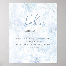 Baby Shower Boy Blue Snowflake Babies are Sweet  ポスター
