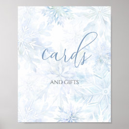 Baby Shower Boy Blue Snowflake Cards and Gifts  ポスター