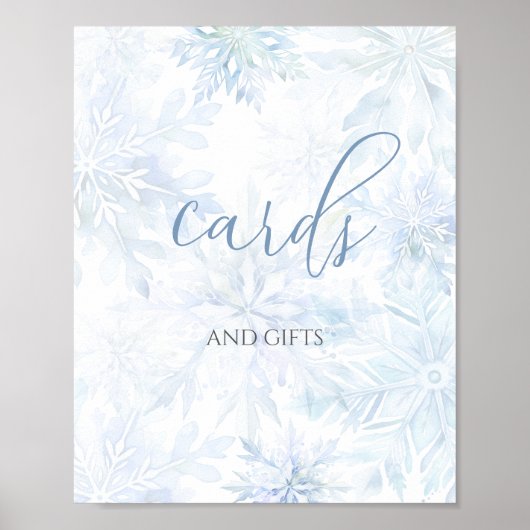 Baby Shower Boy Blue Snowflake Cards and Gifts  ポスター (正面)