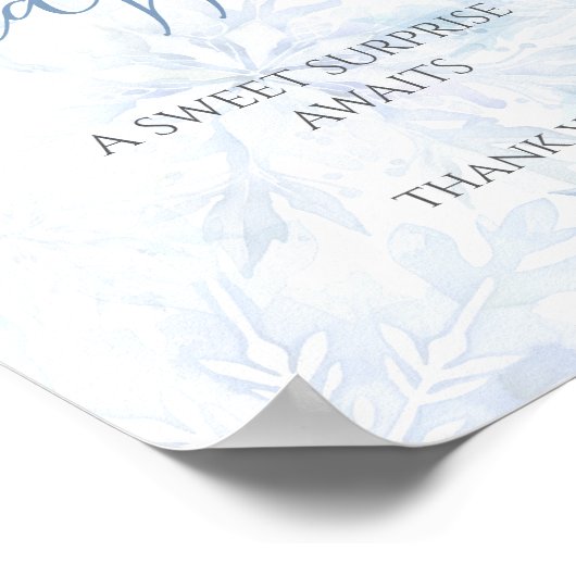 Baby Shower Boy Blue Snowflake Diaper Raffle ポスター (角)