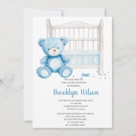 Baby Shower Boy Elephant Invitation 招待状 (正面)