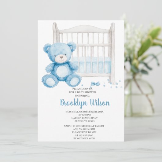 Baby Shower Boy Elephant Invitation 招待状 (スタンド正面)