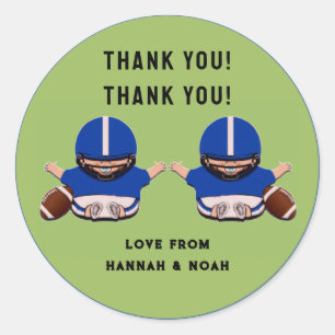 Baby Shower Boy Twins Thank You ラウンドシール