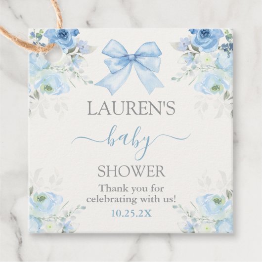 Baby Shower Boy with bow フェイバータグ (正面)