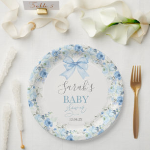 Baby Shower Boy with bow ペーパープレート