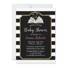 Baby Shower Bring a Book Request モダンストライプOptions
