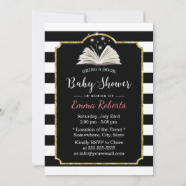 Baby Shower Bring a Book Request モダンストライプOptions 招待状
