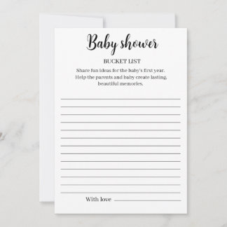 Baby Shower Bucket List Game Printable,  招待状