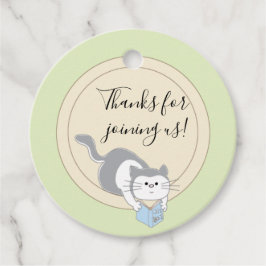 Baby Shower Build a Library Blue フェイバータグ