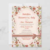 Baby Shower | Butterflies & Blossoms 詩的な花 招待状 (正面)