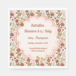 Baby Shower | Butterflies & Blossoms Poetic Floral スタンダードランチョンナプキン