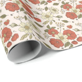 Baby Shower | Butterflies & Blossoms Poetic Floral ラッピングペーパー (ロールコーナー)