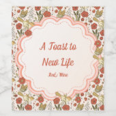 Baby Shower | Butterflies & Blossoms Poetic Floral ワインラベル (シングルラベル)