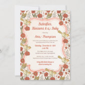 Baby Shower | Butterflies & Blossoms Poetic Floral 招待状 (正面)