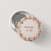 Baby Shower | Butterflies & Blossoms Poetic Floral 缶バッジ (正面&裏面)