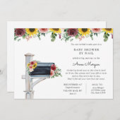 Baby Shower by MailバラとSunflowers in Mailbox 招待状 (正面/裏面)