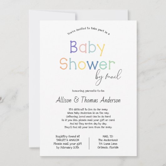 Baby Shower by Mail 招待状 (正面)