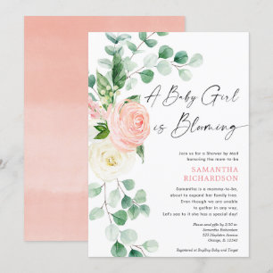 Baby Shower by Mail baby girlが咲いている春 招待状