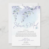 Baby Shower by Mail Waterカラー薄紫とスカイブルー 招待状 (正面)