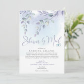 Baby Shower by Mail Waterカラー薄紫とスカイブルー 招待状 (スタンド正面)