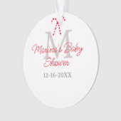 Baby shower candy cane Christmas holiday monogram  オーナメント (正面)