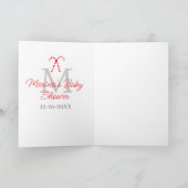 Baby shower candy cane Christmas holiday monogram  カード (内部)