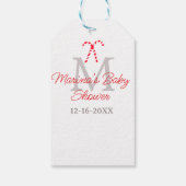 Baby shower candy cane Christmas holiday monogram  ギフトタグ (裏面)