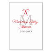 Baby shower candy cane Christmas holiday monogram  テーブルナンバー (裏面)