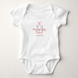 Baby shower candy cane Christmas holiday monogram  ベビーボディスーツ