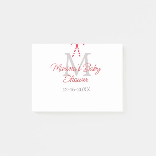 Baby shower candy cane Christmas holiday monogram  ポストイット (正面)