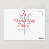 Baby shower candy cane Christmas holiday monogram  ポストカード (裏面)