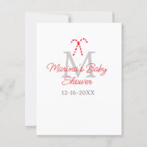 Baby shower candy cane Christmas holiday monogram 