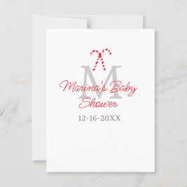 Baby shower candy cane Christmas holiday monogram  ポストカード