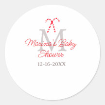 Baby shower candy cane Christmas holiday monogram 