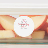 Baby shower candy cane Christmas holiday monogram  ラベル (貼付)